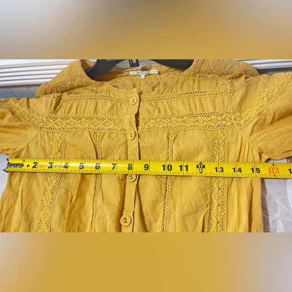 Tularosa size Small Yellow Lace Button-Down Dress - Picture 7 of 8